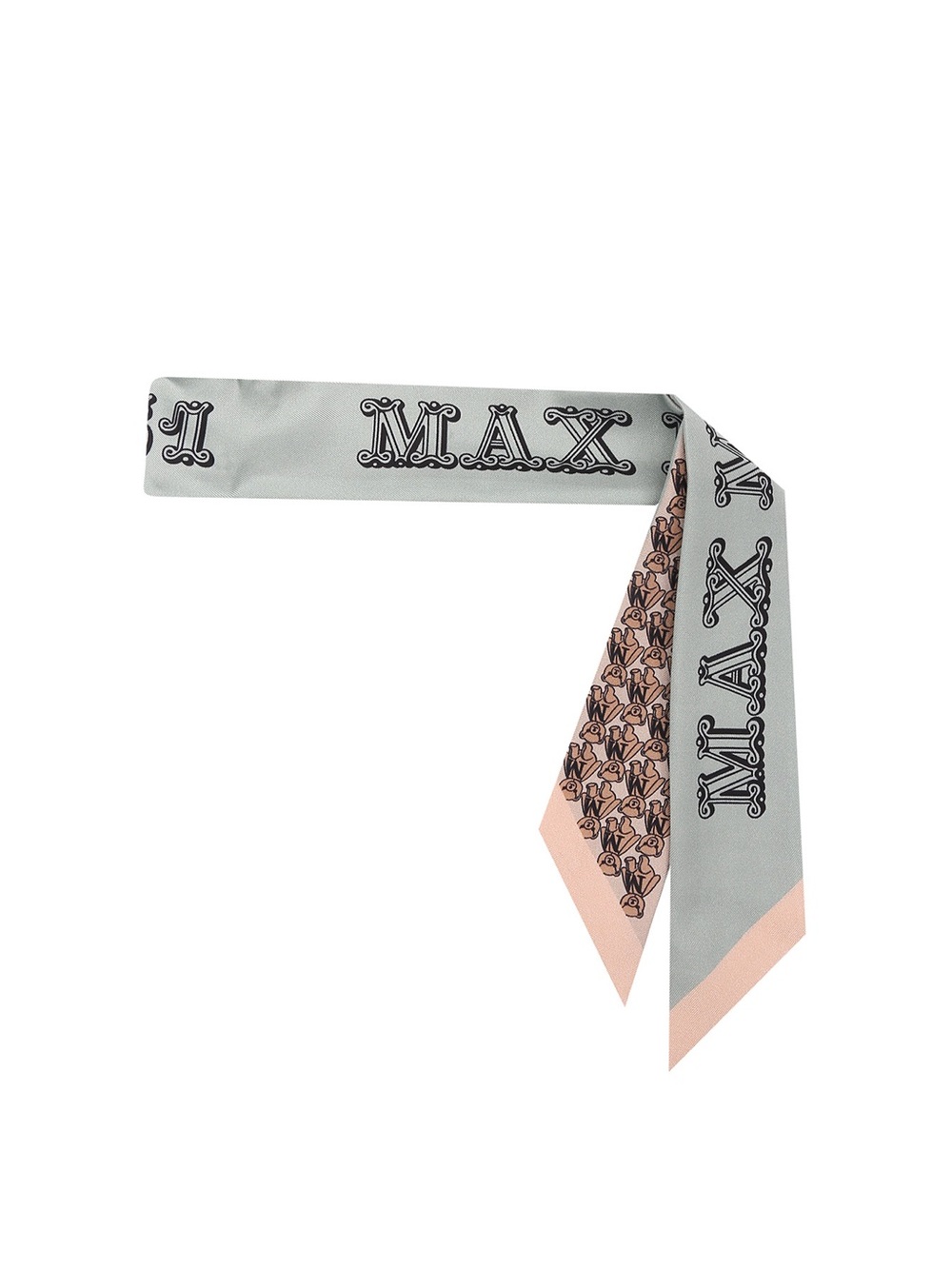 Max Mara Silk Logo-Print Teddy Bear Skinny Scarf